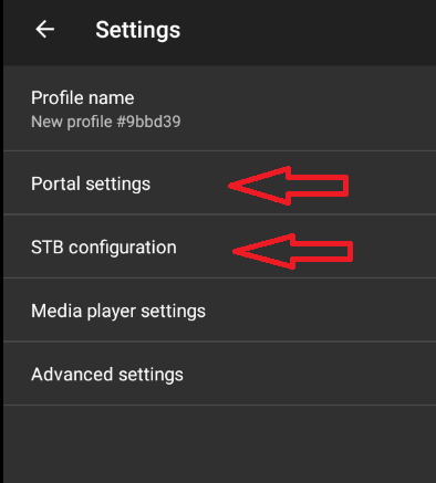 Options du profil STBEmu Pro