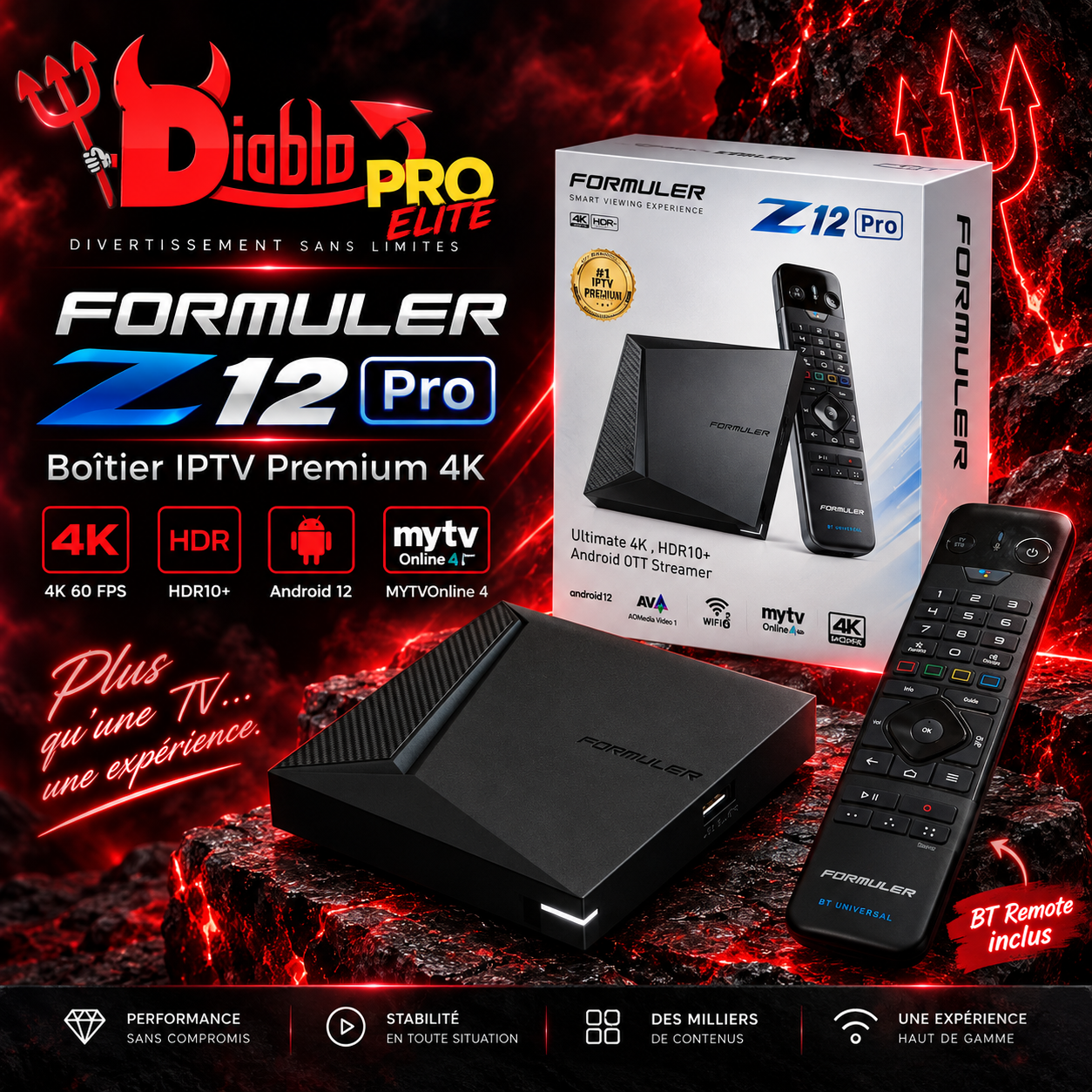 Formuler Z12 Pro BT – Boîtier IPTV Android 4K Premium