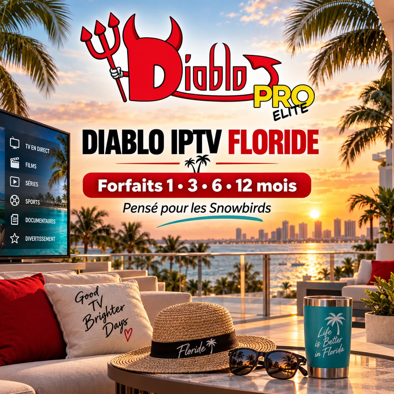 Diablo IPTV Floride – Accès 14 mois (12 mois + 2 mois gratuits)